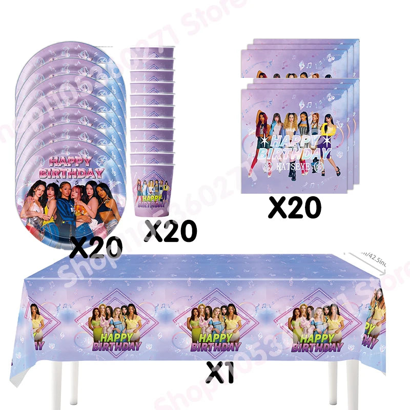 K&Katseye Birthday Party Decoration Plate Cup Napkin Balloon for Kpop Girl Party Favor Baby Shower Supplies Fans Gift