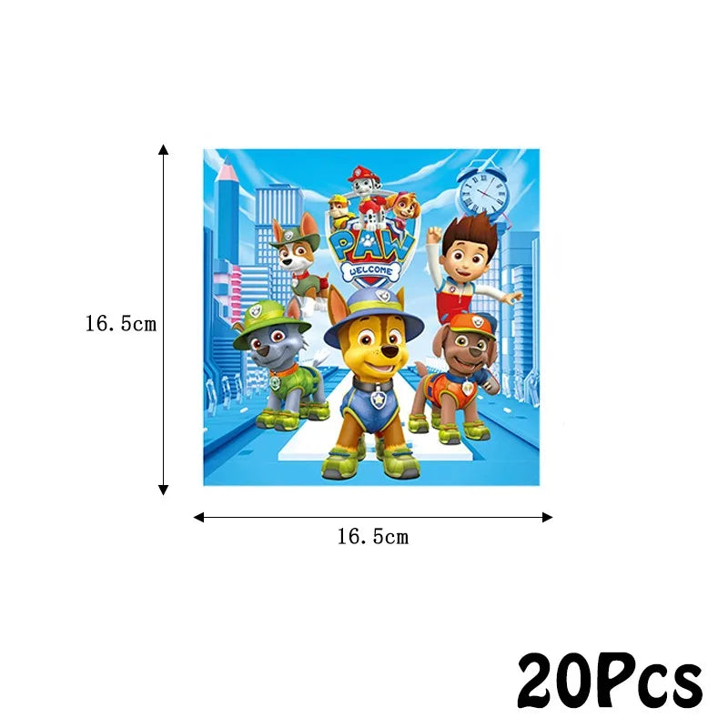 Paw Patrol Series Birthday Party Banquet Supplies Paper Plate Tablecloth Flag Knife Fork Spoon Banner Set Kids Birthday Party