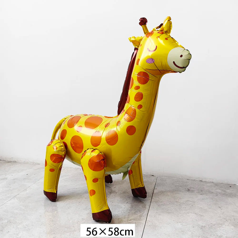 Cartoon Animal Standing Balloon Jungle Safari Lion zebra Leopard Rabbit Peacock Giraffe Balloon Kids Birthday Decoration Balloon