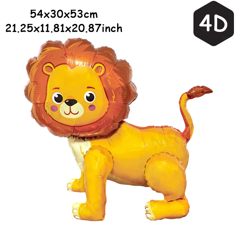1Set New 3D Assembly Foil Aluminum Balloon Inflatable Cartoon Jungle Animal Lion Tiger Turtle Birthday Party Decorate Supplies