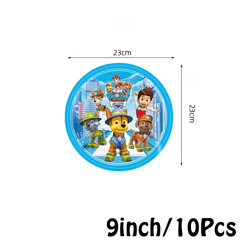 Paw Patrol Series Birthday Party Banquet Supplies Paper Plate Tablecloth Flag Knife Fork Spoon Banner Set Kids Birthday Party