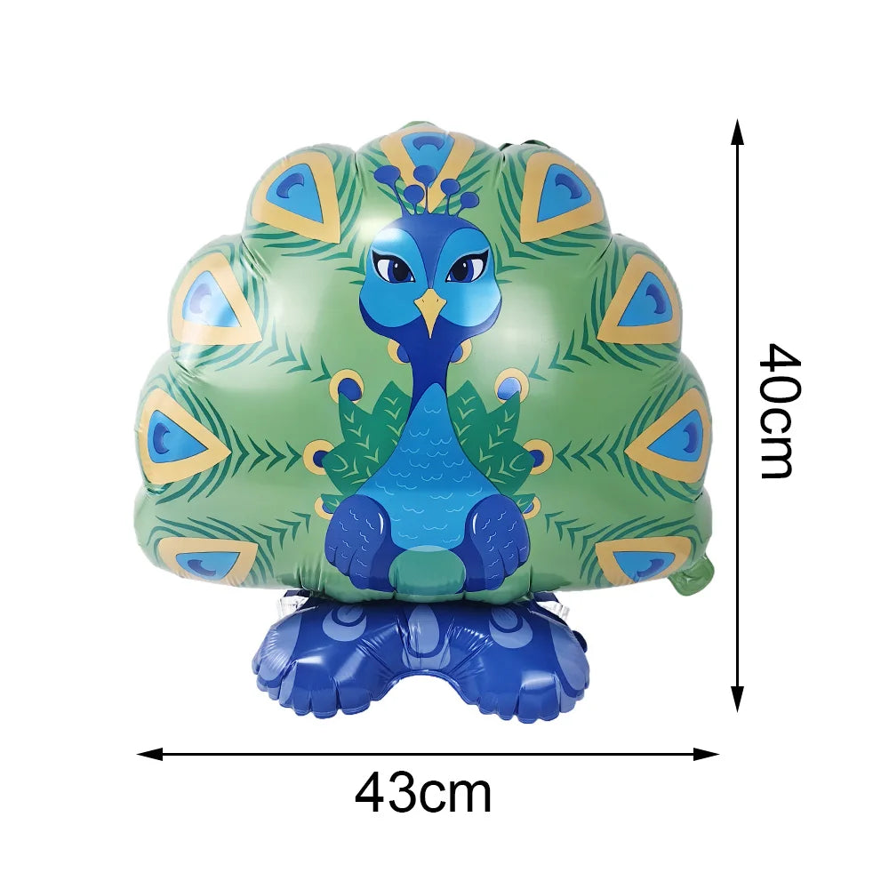 Cartoon Animal Standing Balloon Jungle Safari Lion zebra Leopard Rabbit Peacock Giraffe Balloon Kids Birthday Decoration Balloon