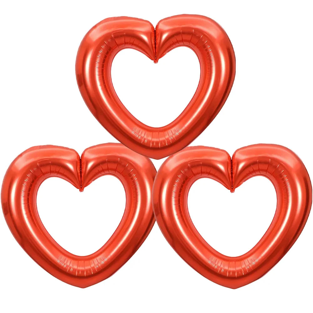 2/3/4/6 Pack of 40inch Hollow-Out Heart-Shaped Red Aluminum Foil Balloons, Suitable for Valentine's Day, Wedding Parties, Engagement Weddings, Anniversaries, Birthday Parties, and Romantic Themed Decorations