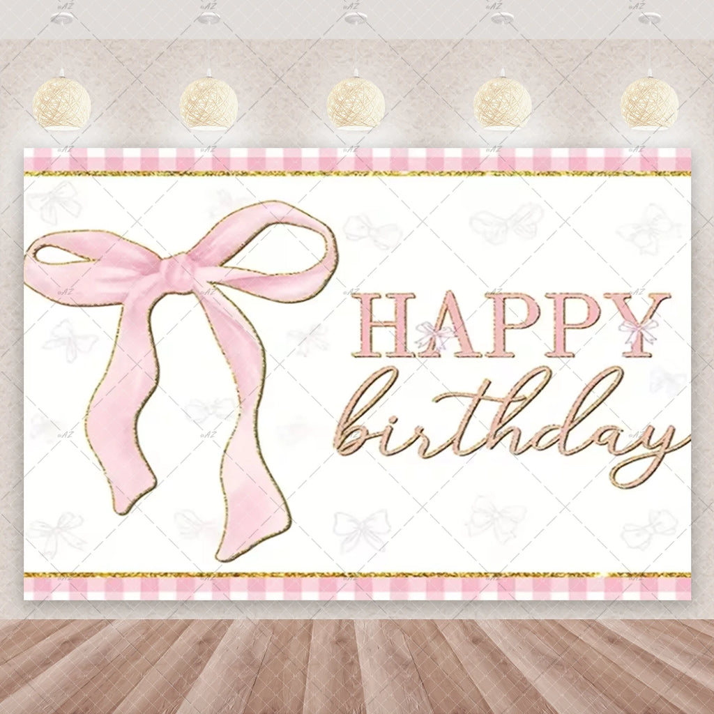 Girl Women Pink Bow Birthday Decoration Disposable Tableware Bow Tie Party Supplies Kit Paper Plates Cups Banner Tablecloth Gift