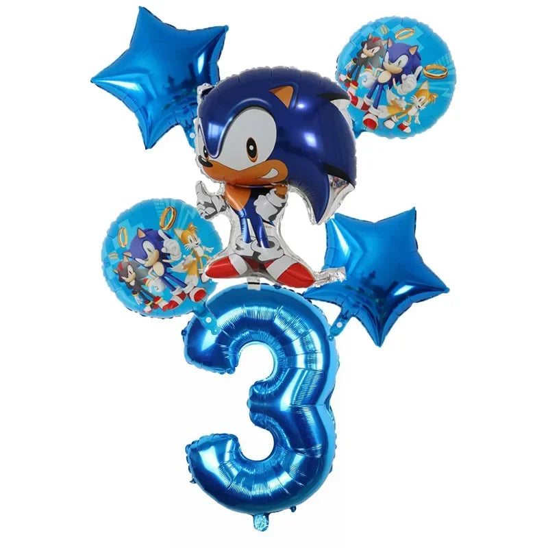 Anime Character Cartoon Hedgehog Tablecloth Banners Plates Tableware Set Sonic Birthday Party Decorations and Bath Toys Gift