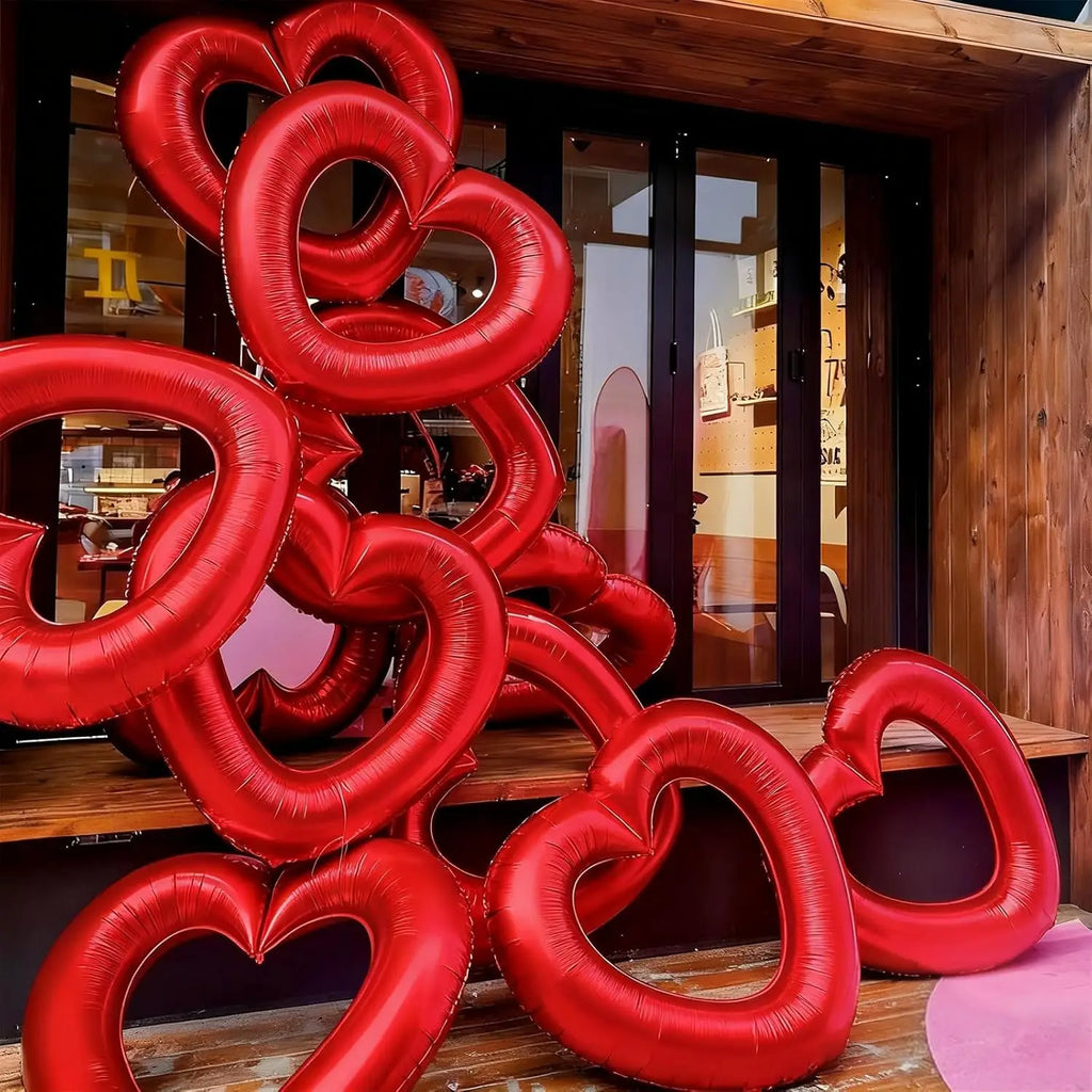 2/3/4/6 Pack of 40inch Hollow-Out Heart-Shaped Red Aluminum Foil Balloons, Suitable for Valentine's Day, Wedding Parties, Engagement Weddings, Anniversaries, Birthday Parties, and Romantic Themed Decorations