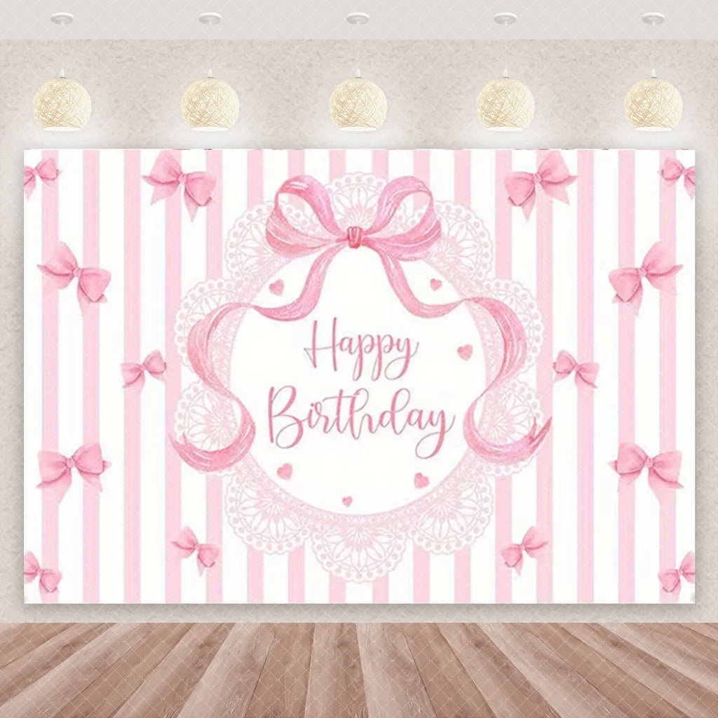 Girl Women Pink Bow Birthday Decoration Disposable Tableware Bow Tie Party Supplies Kit Paper Plates Cups Banner Tablecloth Gift
