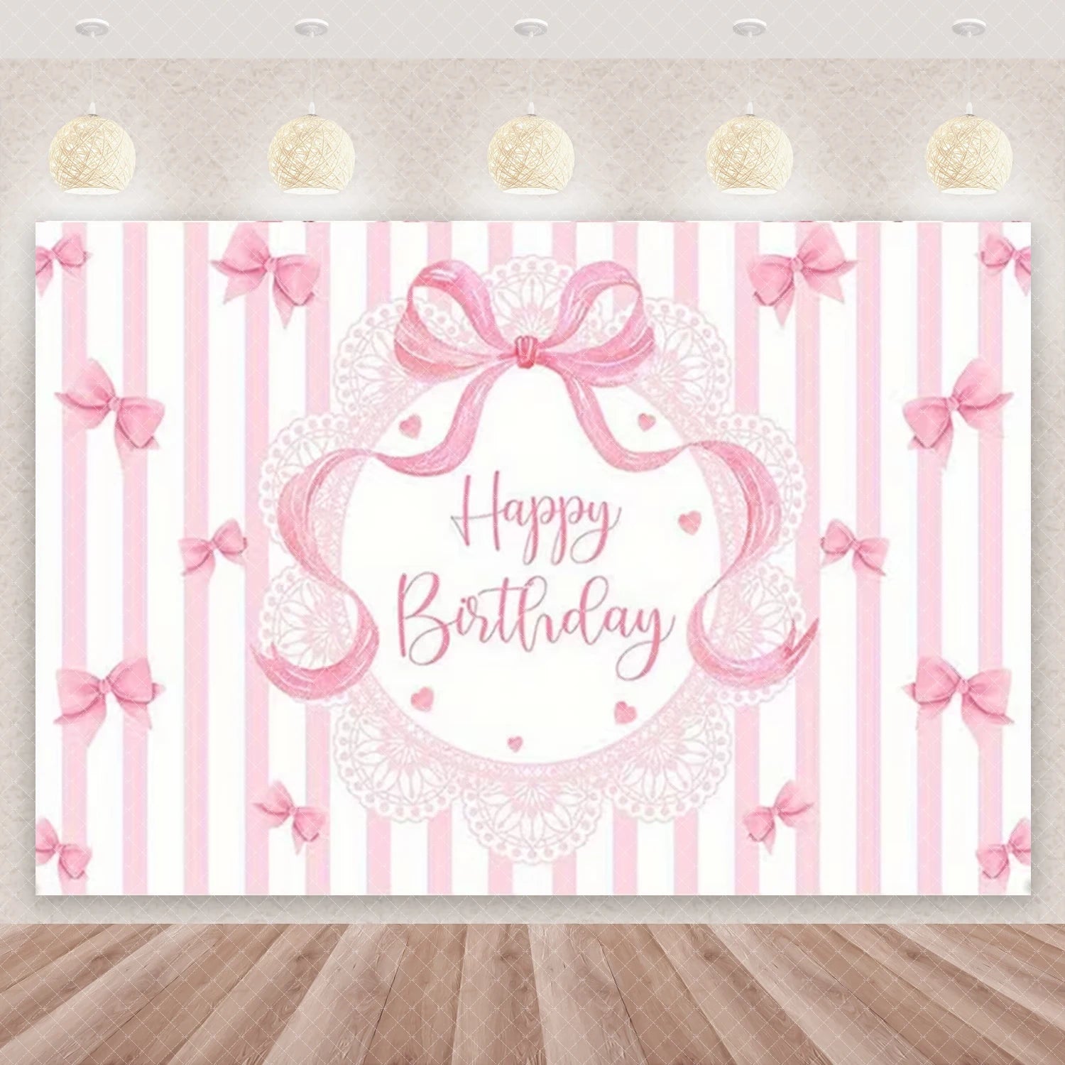 Girl Women Pink Bow Birthday Decoration Disposable Tableware Bow Tie Party Supplies Kit Paper Plates Cups Banner Tablecloth Gift