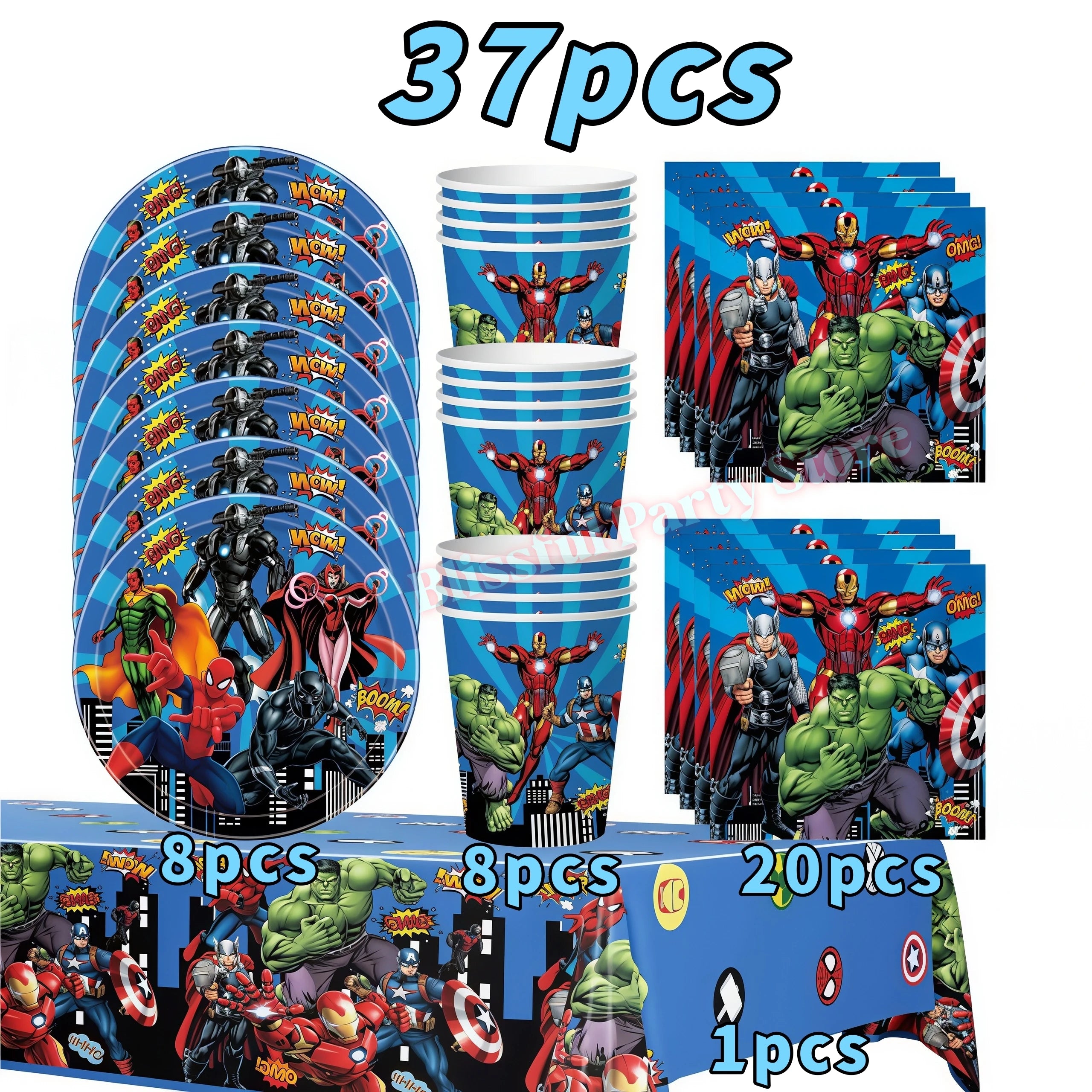 Avengers Birthday Party Decoration Superhero Balloon Tableware Kit Cup Plate Tablecloth Boy Favor Gift Baby Shower Event Supplie