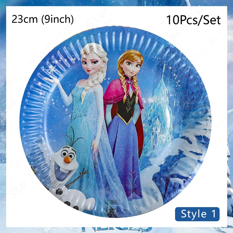 Disney Frozen Elsa Anna Olaf Birthday Party Decorations Supplies Kit for Girls Including Disposable Tableware Paper Cups Plates