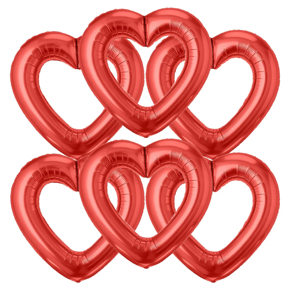 2/3/4/6 Pack of 40inch Hollow-Out Heart-Shaped Red Aluminum Foil Balloons, Suitable for Valentine's Day, Wedding Parties, Engagement Weddings, Anniversaries, Birthday Parties, and Romantic Themed Decorations