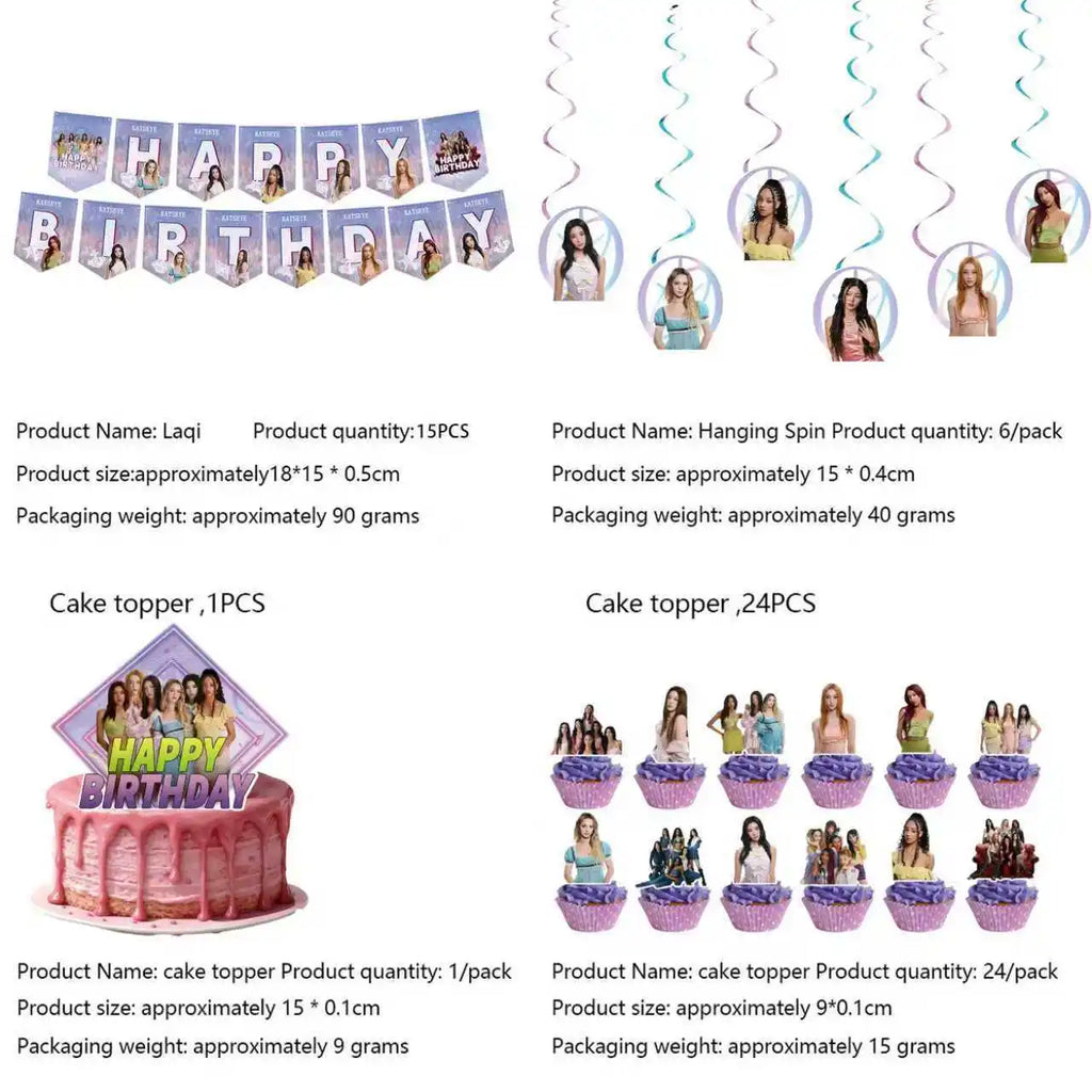 K&Katseye Birthday Party Decoration Plate Cup Napkin Balloon for Kpop Girl Party Favor Baby Shower Supplies Fans Gift
