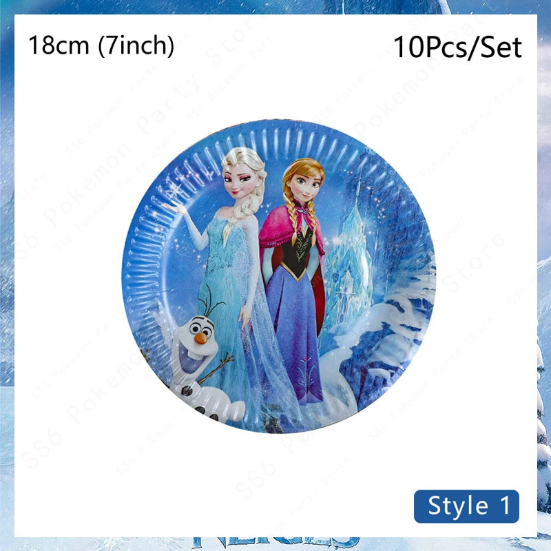 Disney Frozen Elsa Anna Olaf Birthday Party Decorations Supplies Kit for Girls Including Disposable Tableware Paper Cups Plates
