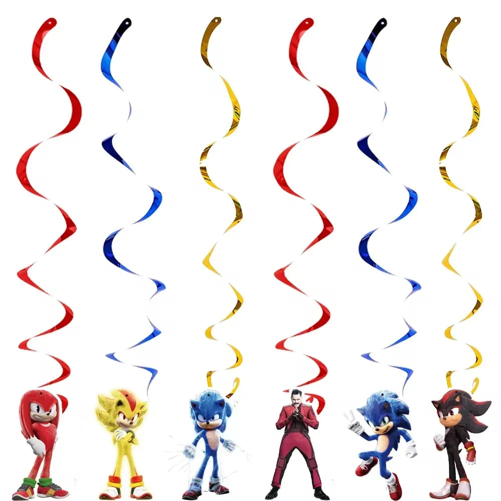Anime Character Cartoon Hedgehog Tablecloth Banners Plates Tableware Set Sonic Birthday Party Decorations and Bath Toys Gift