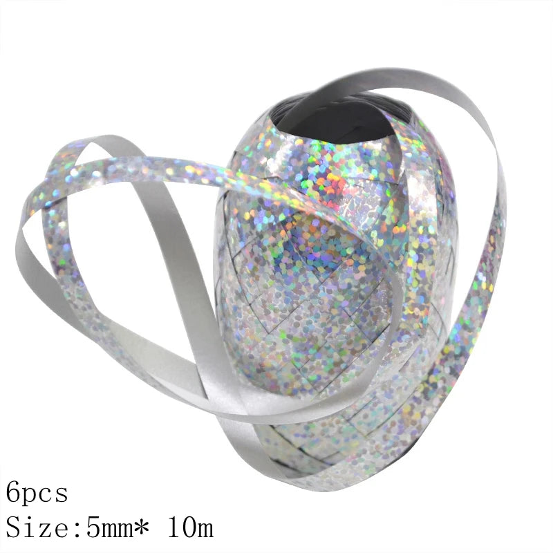 5mm Balloons Ribbons Laser Ribbon for Party Decoration Gifts Box DIY Packing Wedding Decoration Foil Satin Ribbons Accessories