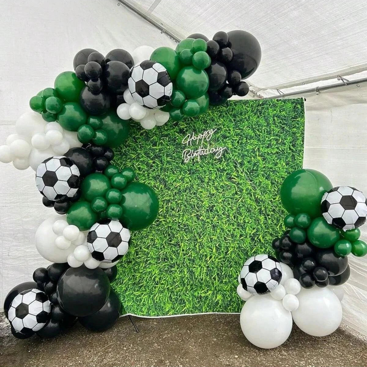 125pcs Football Party Balloons Garland Arch Kit White Green Black Latex Ballon Sports Party Decoration Birthday Party