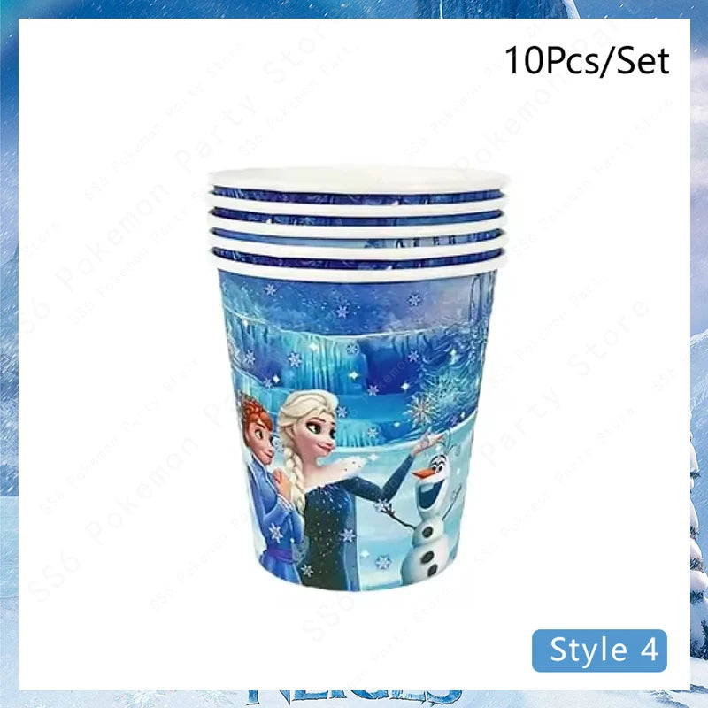 Disney Frozen Elsa Anna Olaf Birthday Party Decorations Supplies Kit for Girls Including Disposable Tableware Paper Cups Plates