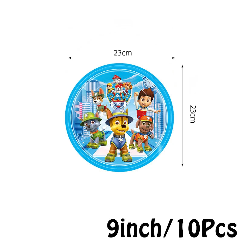 Paw Patrol Series Birthday Party Banquet Supplies Paper Plate Tablecloth Flag Knife Fork Spoon Banner Set Kids Birthday Party