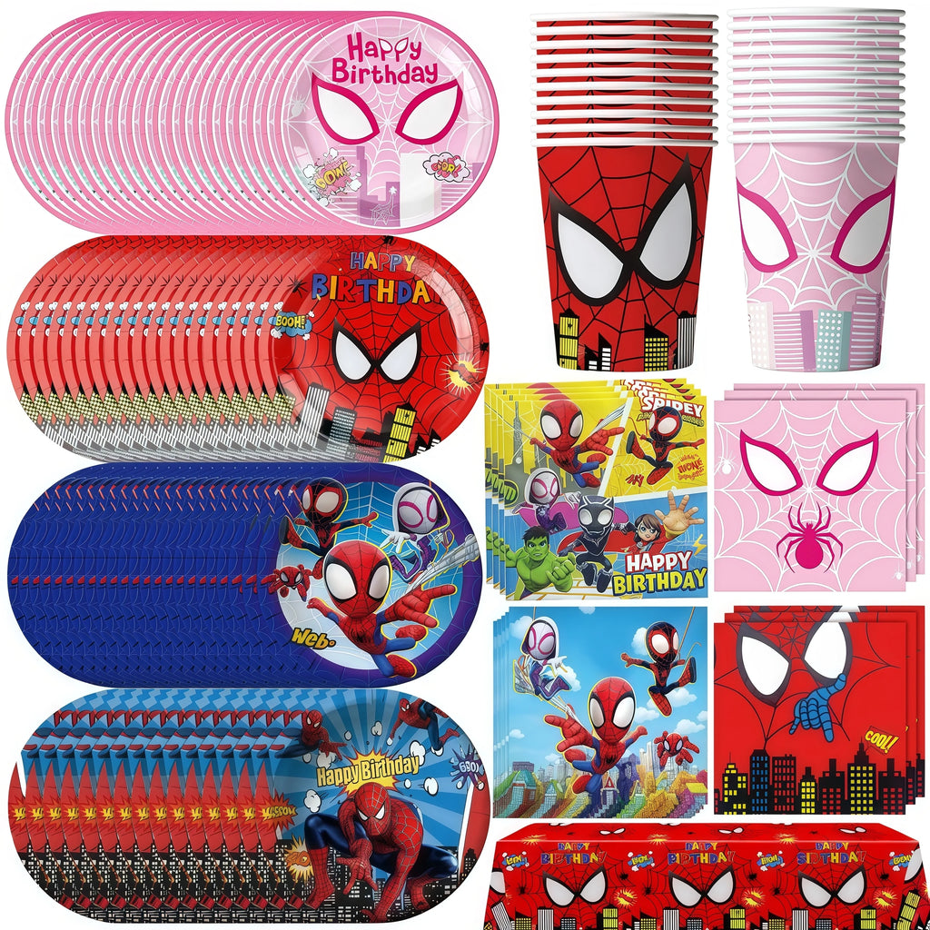 Spiderman Birthday Party Decorations Tableware Paper Cup Plate Napkin Tablecloth for Kids Boys Favor Baby Shower Event Supplies