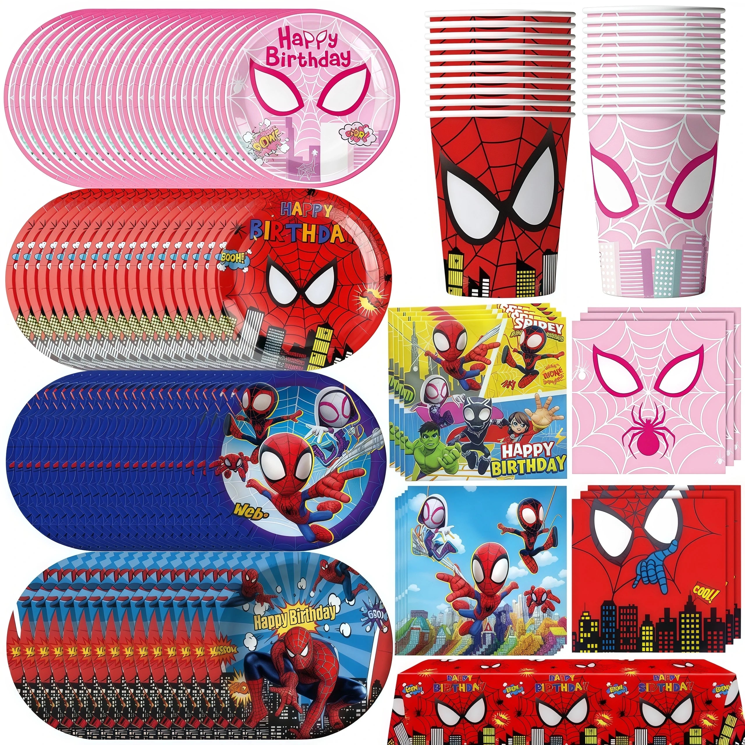 Spiderman Birthday Party Decorations Tableware Paper Cup Plate Napkin Tablecloth for Kids Boys Favor Baby Shower Event Supplies