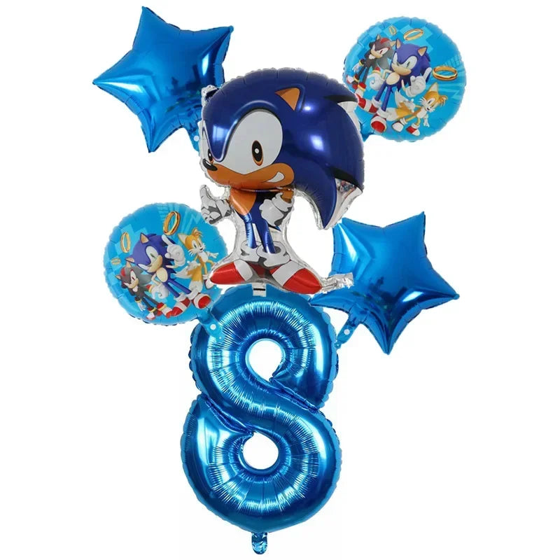 Anime Character Cartoon Hedgehog Tablecloth Banners Plates Tableware Set Sonic Birthday Party Decorations and Bath Toys Gift