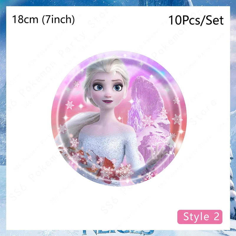 Disney Frozen Elsa Anna Olaf Birthday Party Decorations Supplies Kit for Girls Including Disposable Tableware Paper Cups Plates