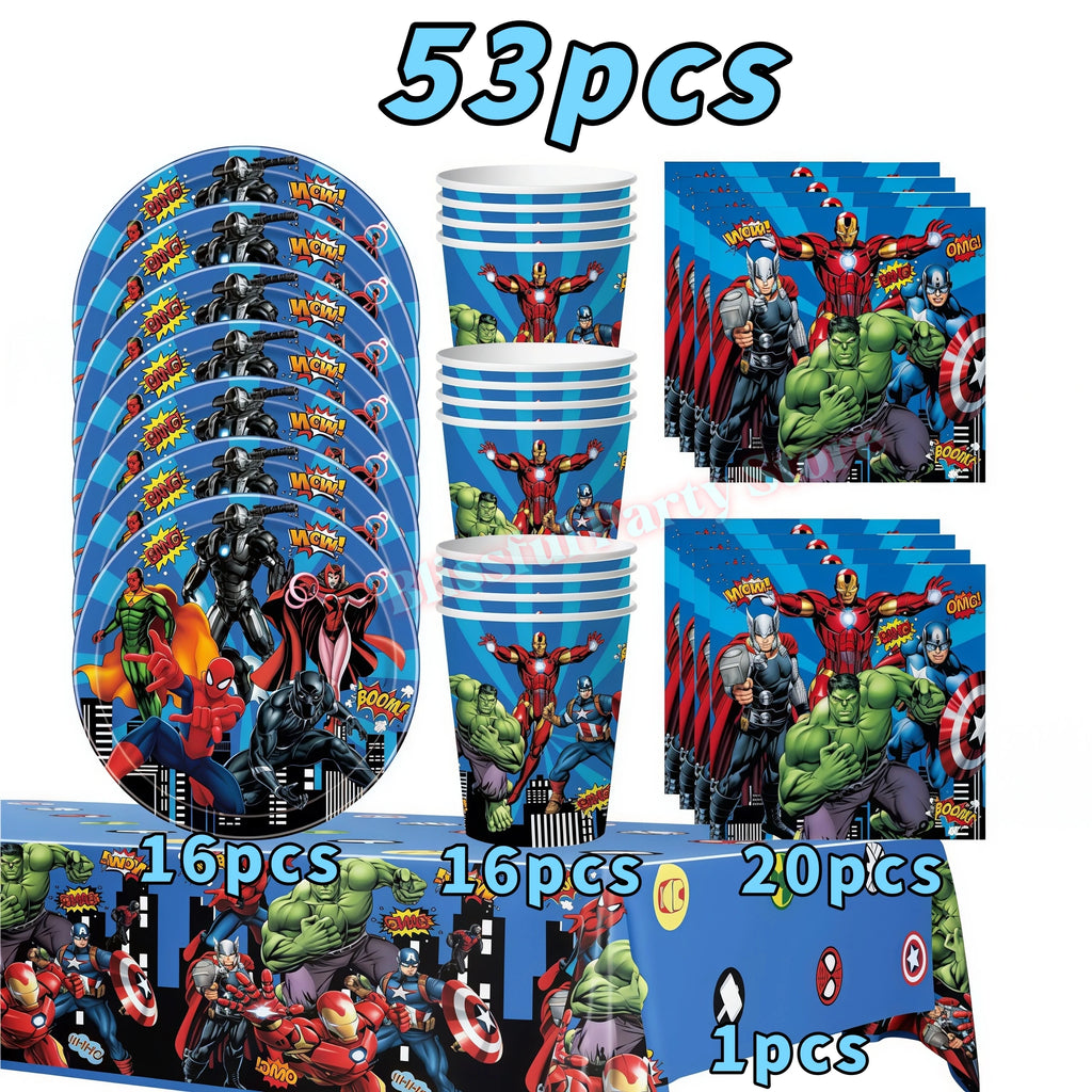 Avengers Birthday Party Decoration Superhero Balloon Tableware Kit Cup Plate Tablecloth Boy Favor Gift Baby Shower Event Supplie
