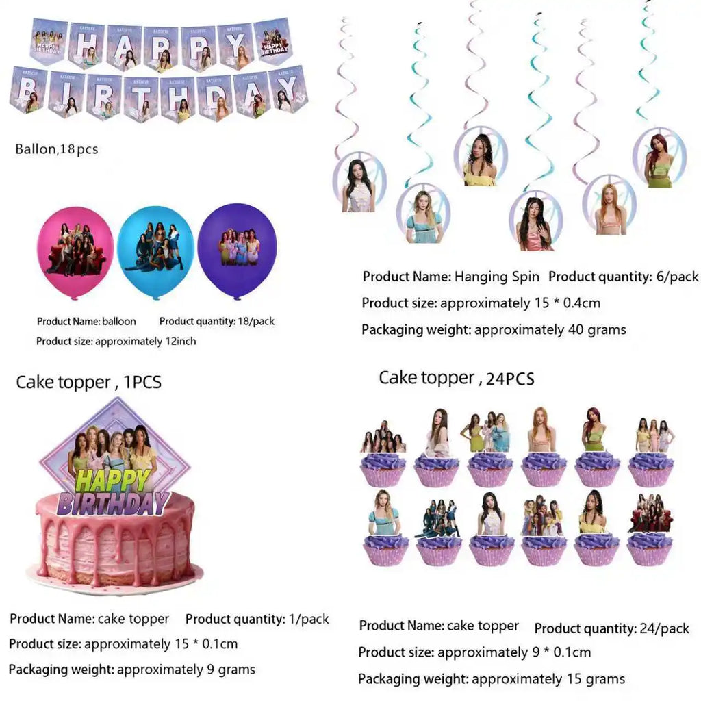 K&Katseye Birthday Party Decoration Plate Cup Napkin Balloon for Kpop Girl Party Favor Baby Shower Supplies Fans Gift