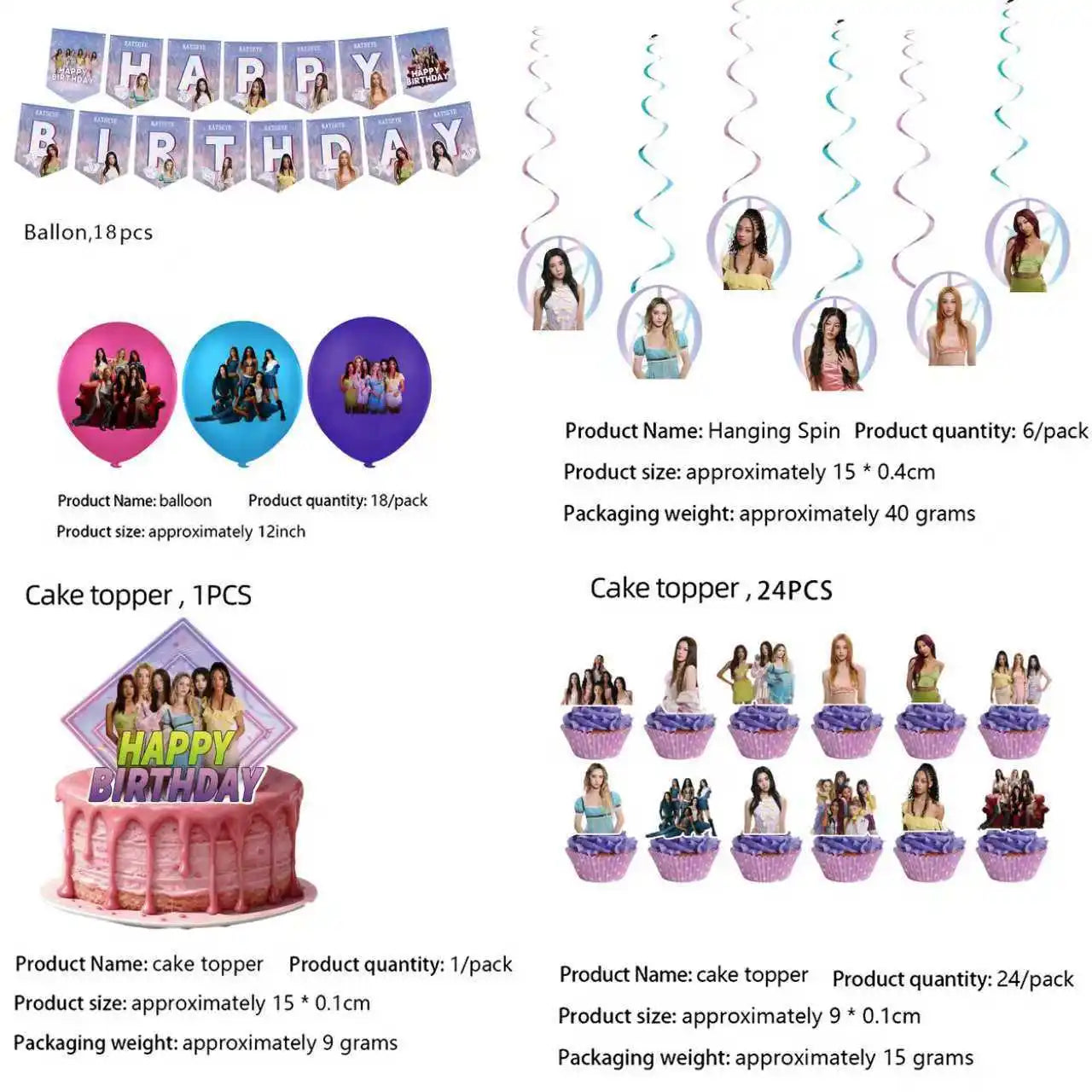 K&Katseye Birthday Party Decoration Plate Cup Napkin Balloon for Kpop Girl Party Favor Baby Shower Supplies Fans Gift