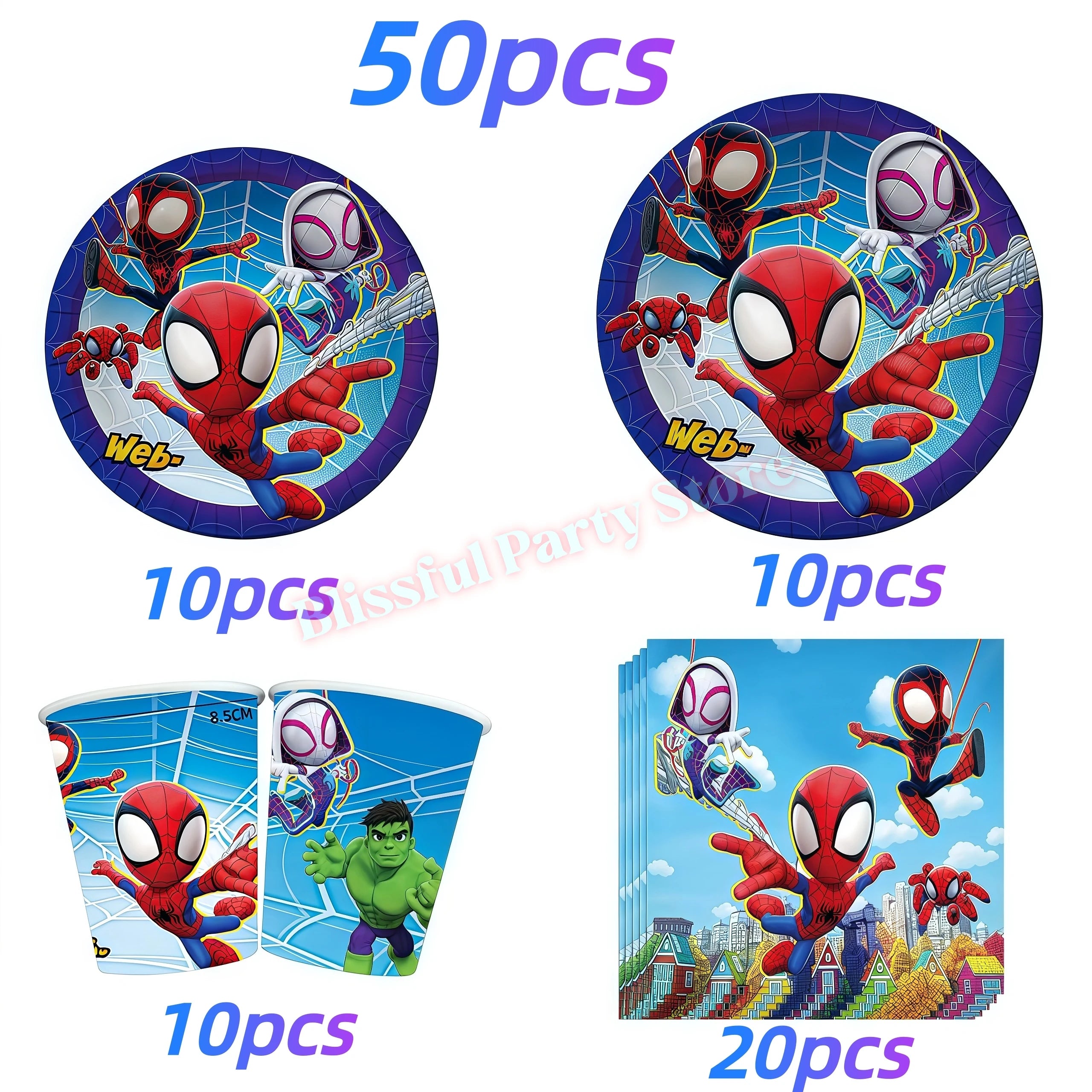 Spidey And His Amazing Friends Birthday Decoration Spiderman Tableware Kit Cup Plate Balloon Boy Favor Gift Baby Shower Supplies