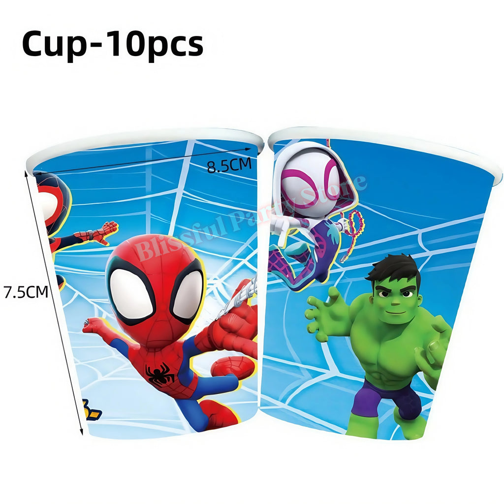 Spidey And His Amazing Friends Birthday Decoration Spiderman Tableware Kit Cup Plate Balloon Boy Favor Gift Baby Shower Supplies