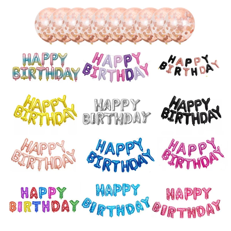 Happy Birthday balloon air Letters Alphabe Gold Pink foil balloons kids Boy Baby Show party birthday helium globos party baloon