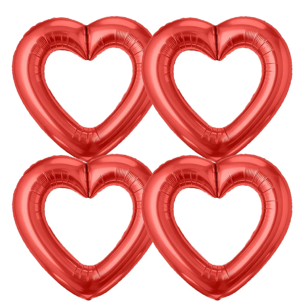 2/3/4/6 Pack of 40inch Hollow-Out Heart-Shaped Red Aluminum Foil Balloons, Suitable for Valentine's Day, Wedding Parties, Engagement Weddings, Anniversaries, Birthday Parties, and Romantic Themed Decorations