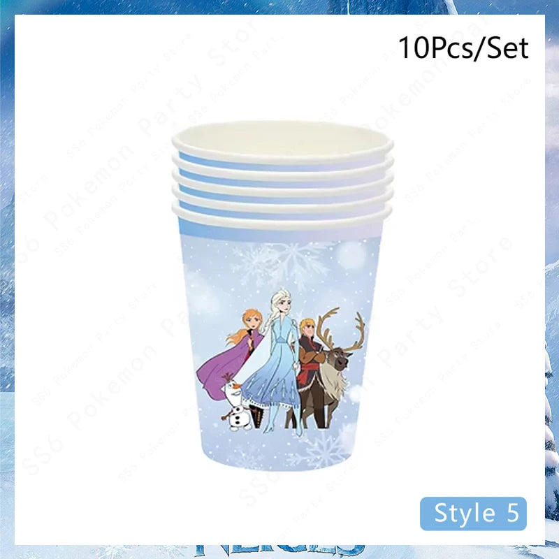 Disney Frozen Elsa Anna Olaf Birthday Party Decorations Supplies Kit for Girls Including Disposable Tableware Paper Cups Plates