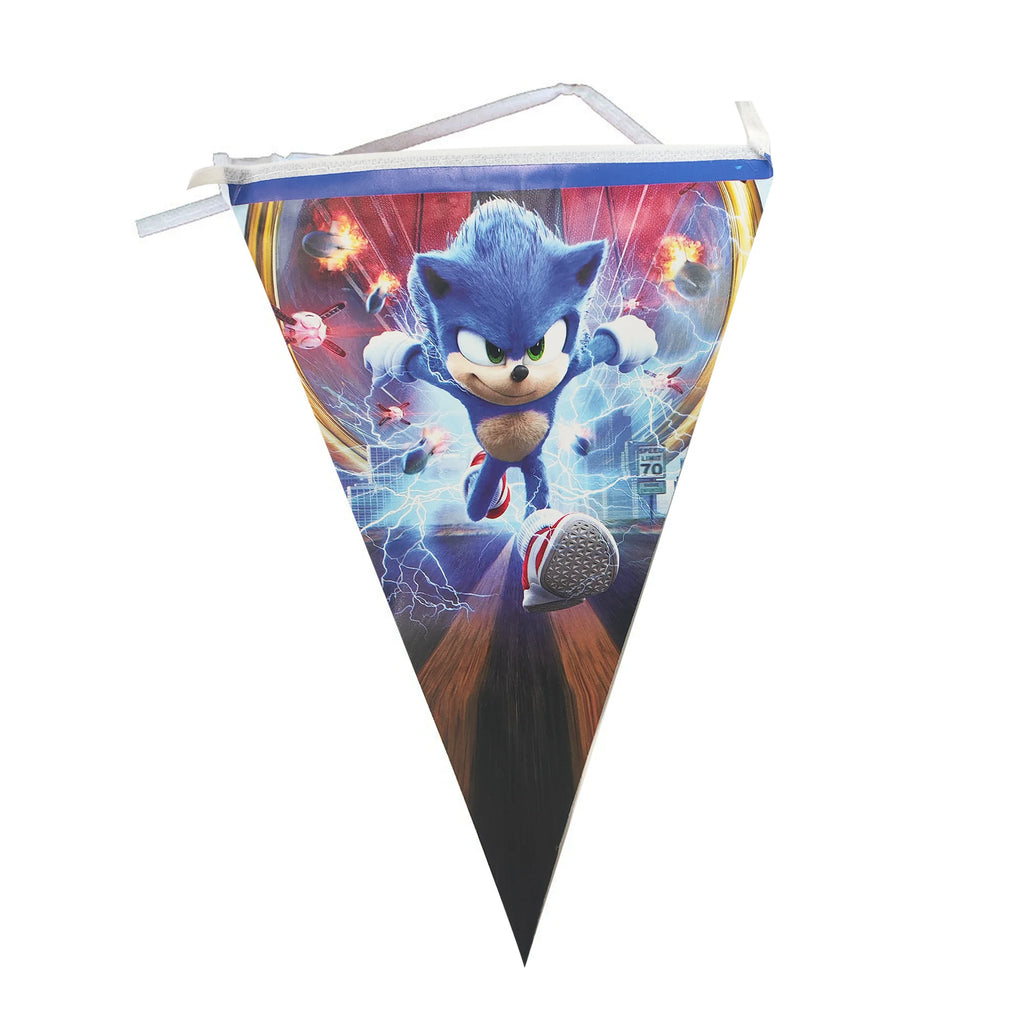 Anime Character Cartoon Hedgehog Tablecloth Banners Plates Tableware Set Sonic Birthday Party Decorations and Bath Toys Gift
