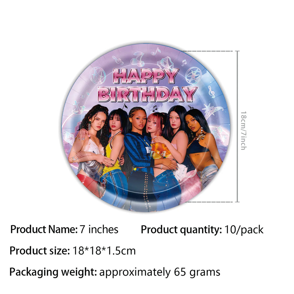 K&Katseye Birthday Party Decoration Plate Cup Napkin Balloon for Kpop Girl Party Favor Baby Shower Supplies Fans Gift
