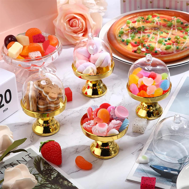 4/12pcs Clear Plastic Mini Candy Cupcake Boxes Wedding Gift Box Party Dessert Macarone Display Stand Tray With Lid Table Decor