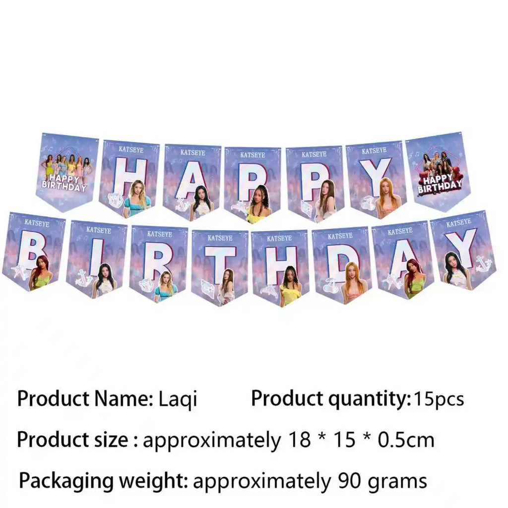K&Katseye Birthday Party Decoration Plate Cup Napkin Balloon for Kpop Girl Party Favor Baby Shower Supplies Fans Gift