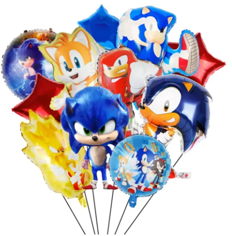 Anime Character Cartoon Hedgehog Tablecloth Banners Plates Tableware Set Sonic Birthday Party Decorations and Bath Toys Gift