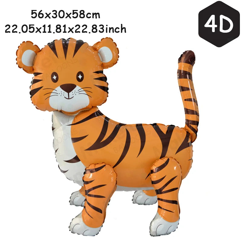 1Set New 3D Assembly Foil Aluminum Balloon Inflatable Cartoon Jungle Animal Lion Tiger Turtle Birthday Party Decorate Supplies