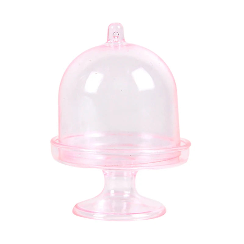 4/12pcs Clear Plastic Mini Candy Cupcake Boxes Wedding Gift Box Party Dessert Macarone Display Stand Tray With Lid Table Decor