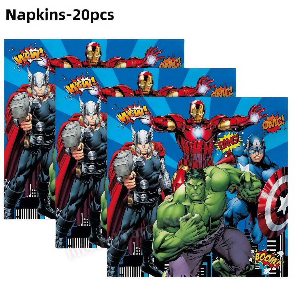 Avengers Birthday Party Decoration Superhero Balloon Tableware Kit Cup Plate Tablecloth Boy Favor Gift Baby Shower Event Supplie