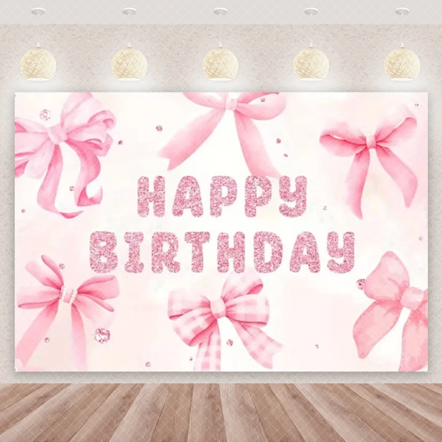 Girl Women Pink Bow Birthday Decoration Disposable Tableware Bow Tie Party Supplies Kit Paper Plates Cups Banner Tablecloth Gift