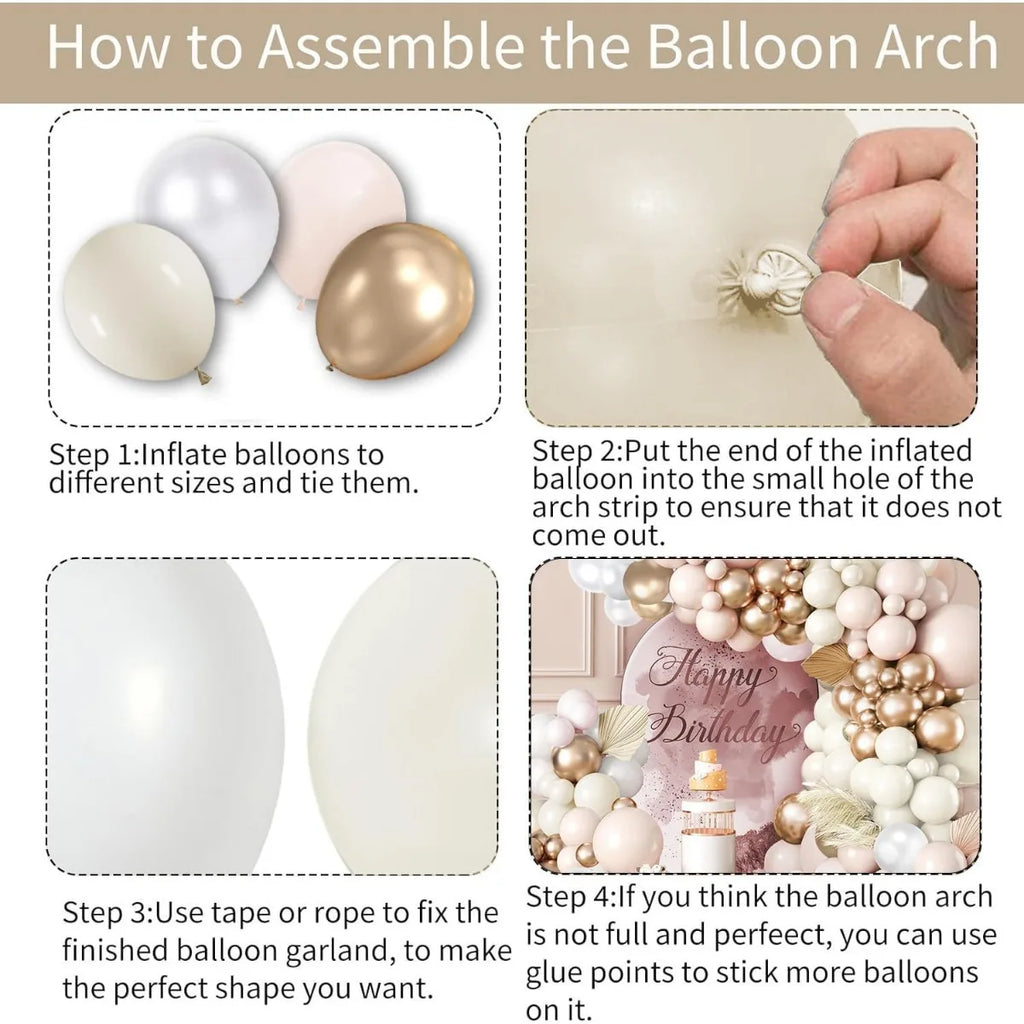 144pcs Pink Beige Balloon Wreath Arch Kit, pastel Pink Beige Nude White Champagne Gold balloon wreath Kit,
