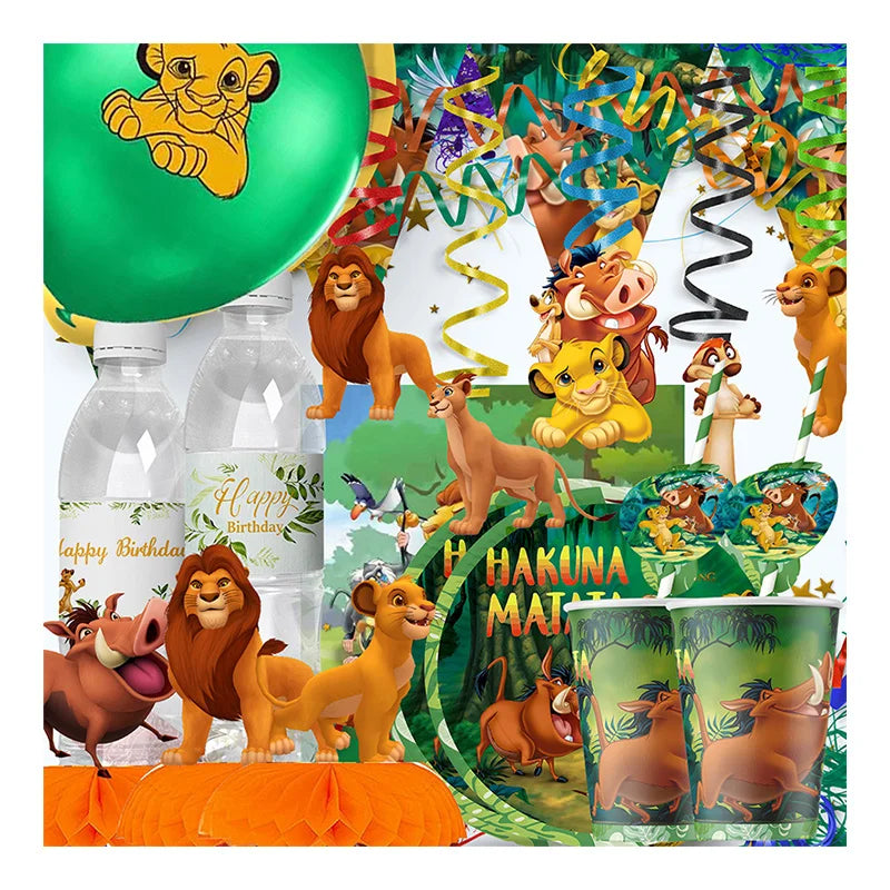 Lion King Party Decorations New Simba Theme Paper Cups Plates Napinks Baby Shower Birthday Party Decorations