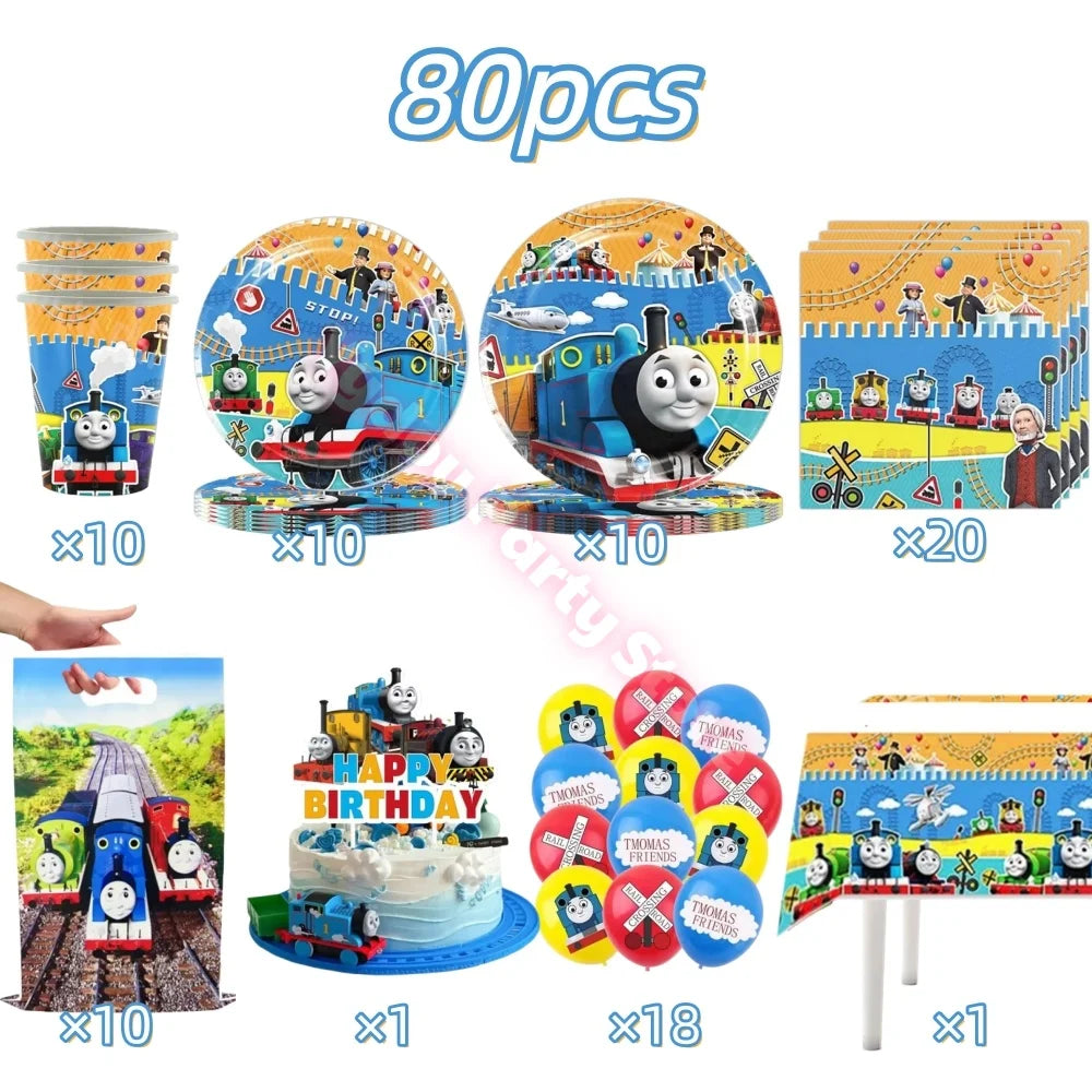 Thomas Trains and Friends Party Decorations Plates Cups Banner Balloons for Kids Baby Shower Gift Birthday Party Supplies
