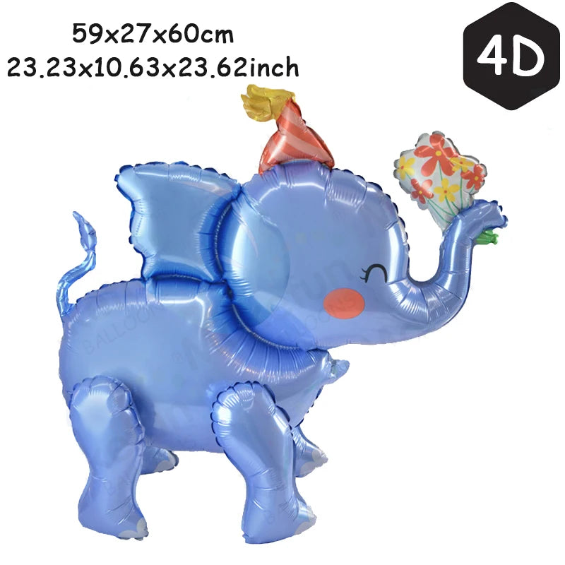 1Set New 3D Assembly Foil Aluminum Balloon Inflatable Cartoon Jungle Animal Lion Tiger Turtle Birthday Party Decorate Supplies