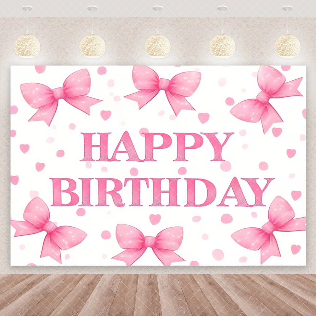 Girl Women Pink Bow Birthday Decoration Disposable Tableware Bow Tie Party Supplies Kit Paper Plates Cups Banner Tablecloth Gift
