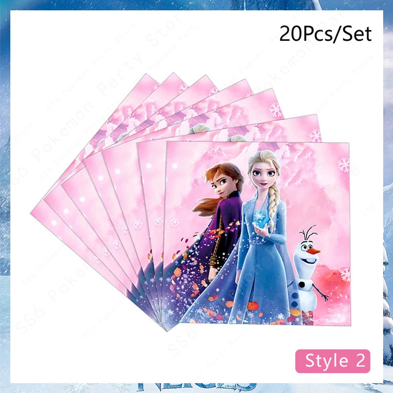 Disney Frozen Elsa Anna Olaf Birthday Party Decorations Supplies Kit for Girls Including Disposable Tableware Paper Cups Plates
