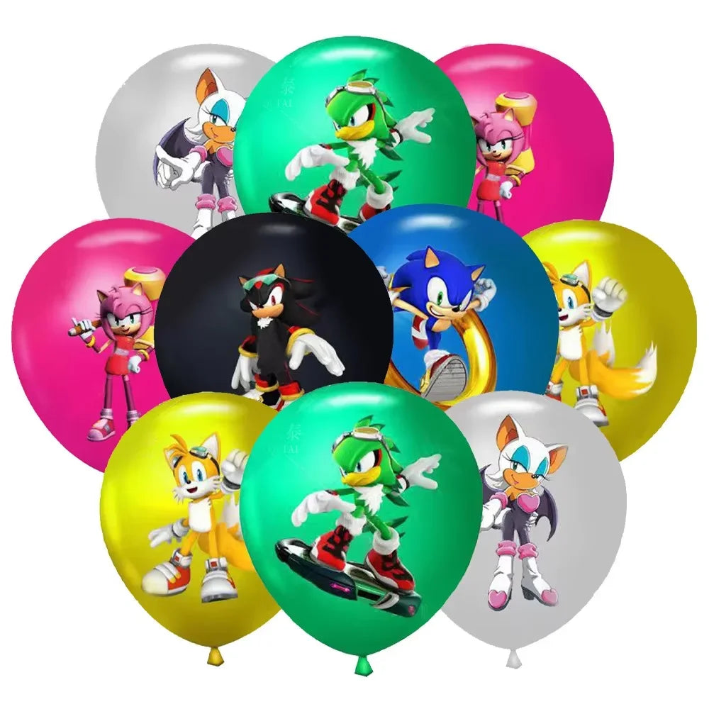 Anime Character Cartoon Hedgehog Tablecloth Banners Plates Tableware Set Sonic Birthday Party Decorations and Bath Toys Gift